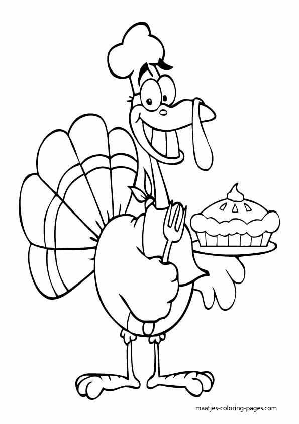 Turkey Pumpkin Pie Thanksgiving Coloring Page