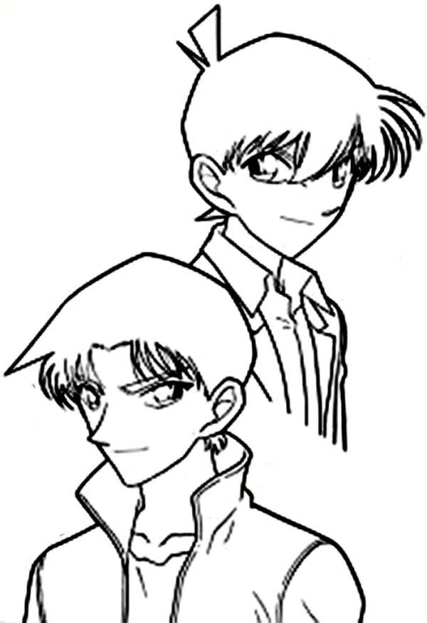 Two Best Friends Heiji Hattori And Shinichi Kudo In Detective Conan Coloring Page Coloring Sun