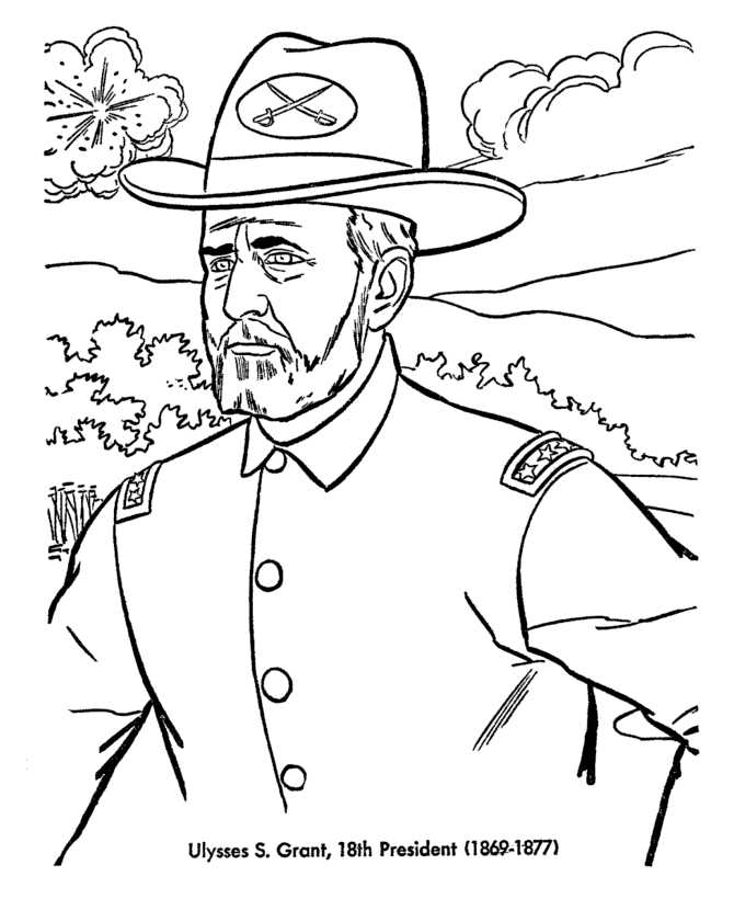 Ulysses S Grant Presidents Day Coloring Page