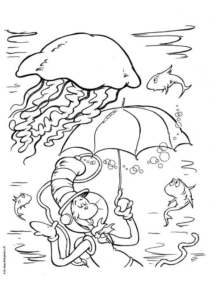 Underwater Cat In The Hat Coloring Pages