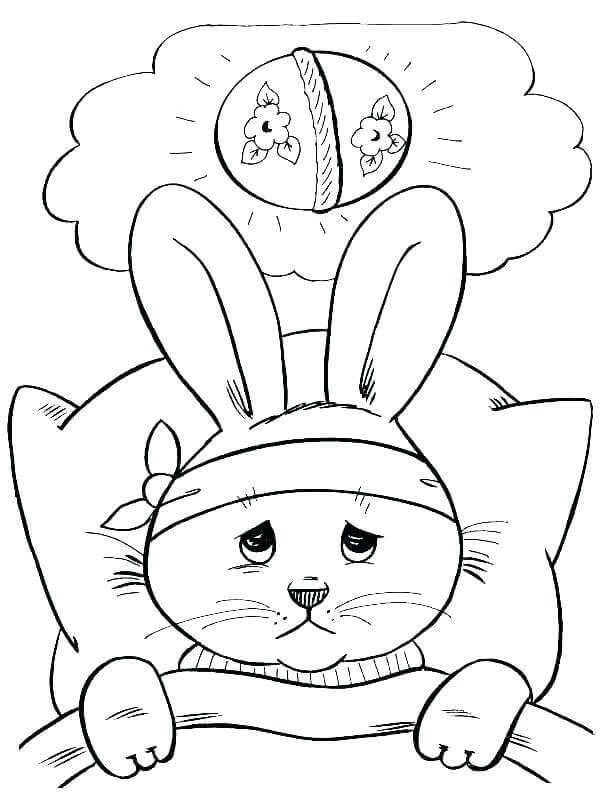 Unwell Rabbit Coloring Page
