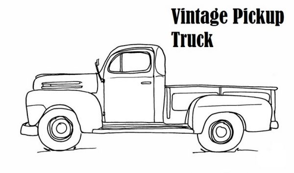 Vintage Pick Up Truck Coloring Page