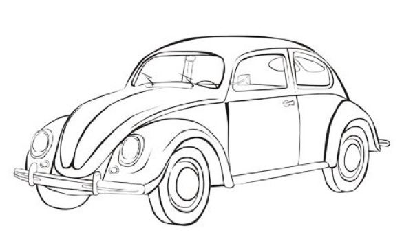 Vw Beetle iconic bug car Coloring Sheet