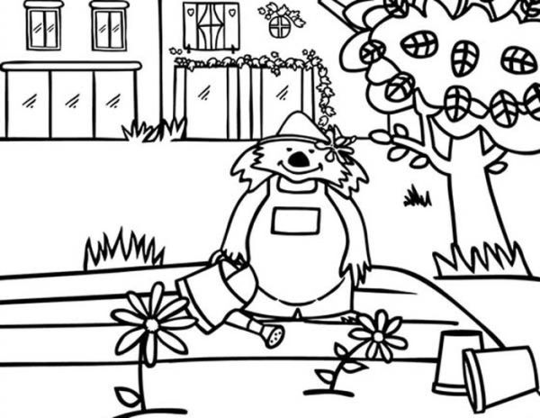 Watering Can And Garden Of Flower Coloring Page Coloring Sun