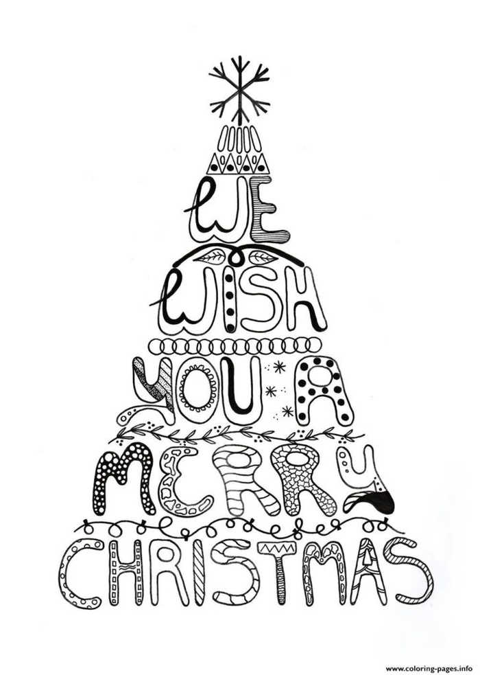 We Wish You A Merry Christmas Tree Coloring Page 1