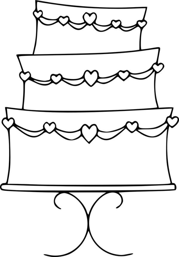 Wedding cake coloring pages for kids