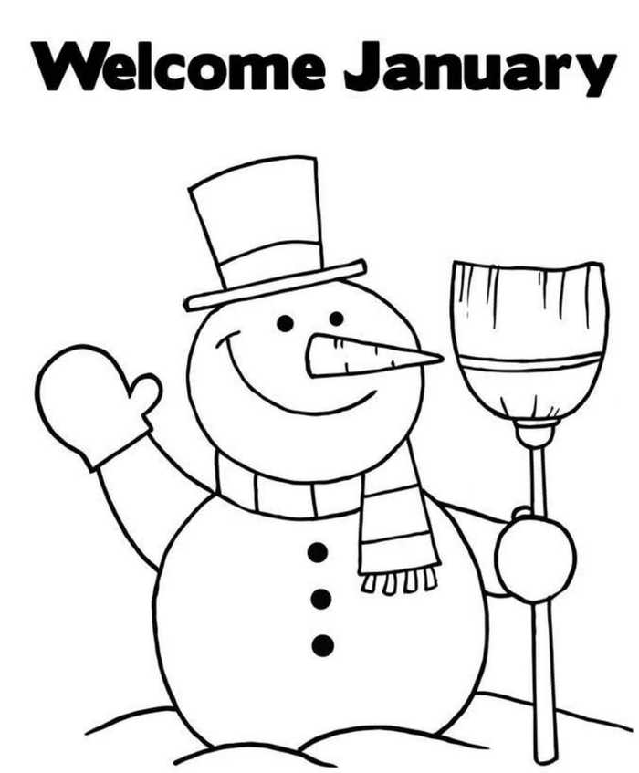 Welcome January Coloring Page