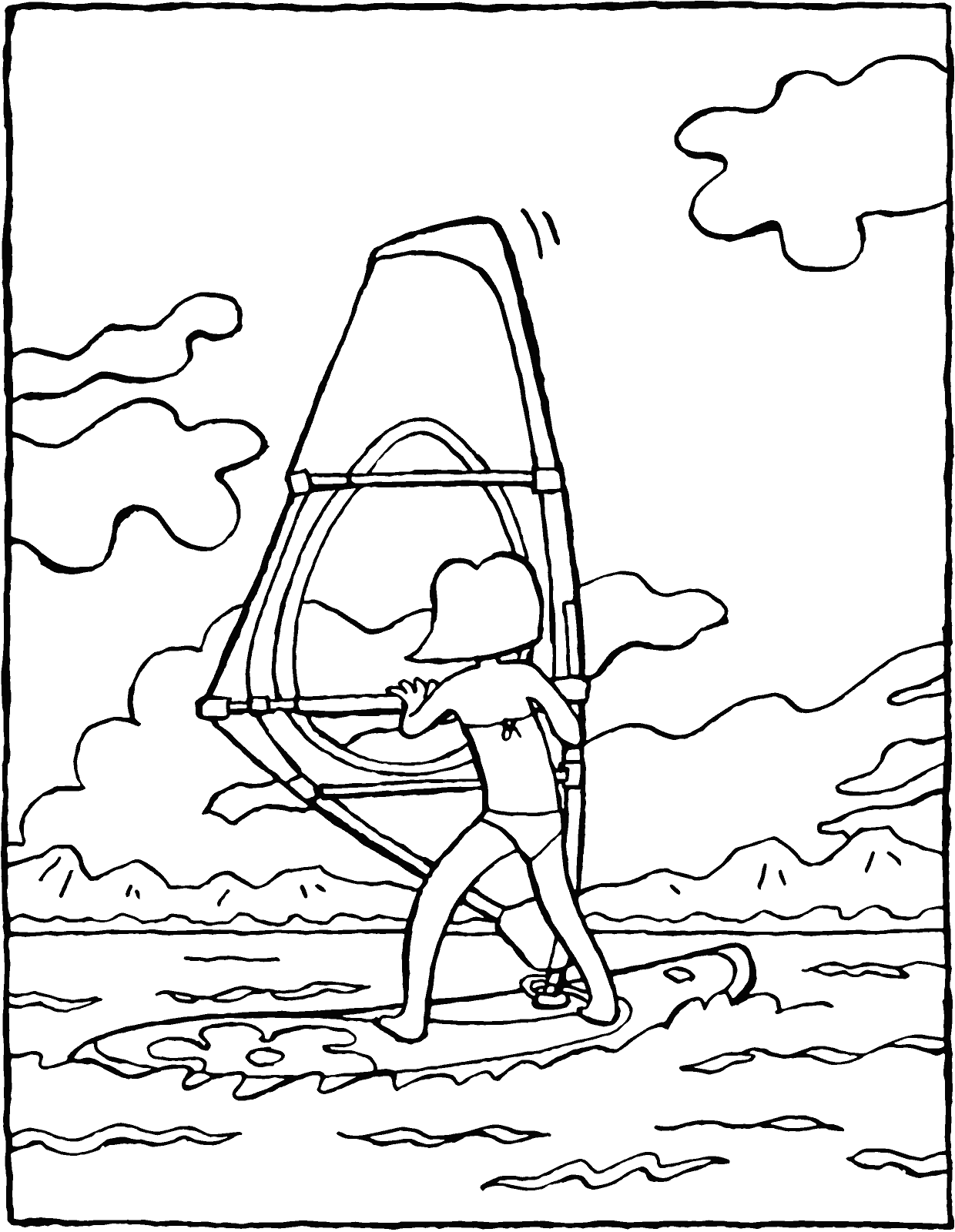 wind surfing coloring pages to print