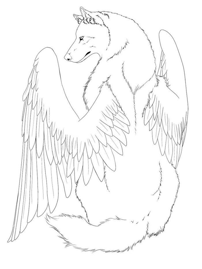 Winged Wolves Coloring Pages