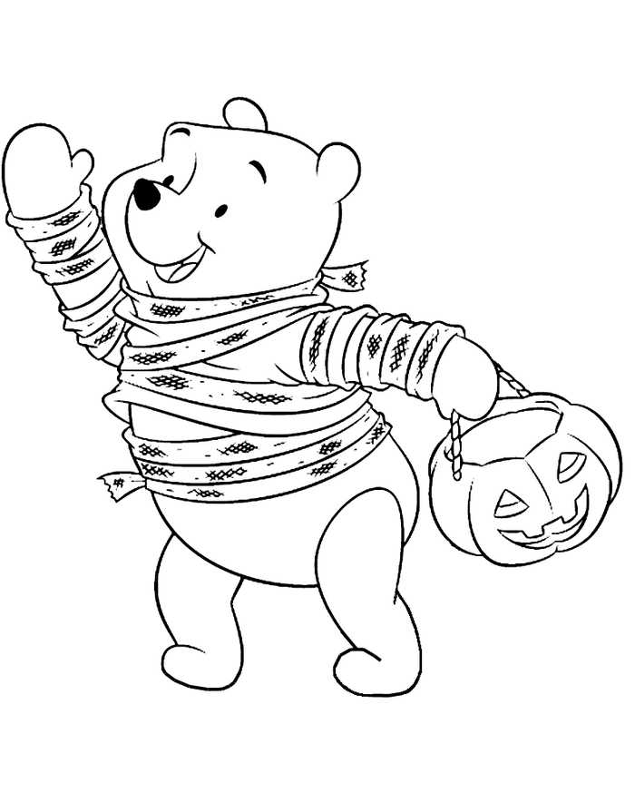 Winnie The Pooh Trick Or Treat Coloring Page