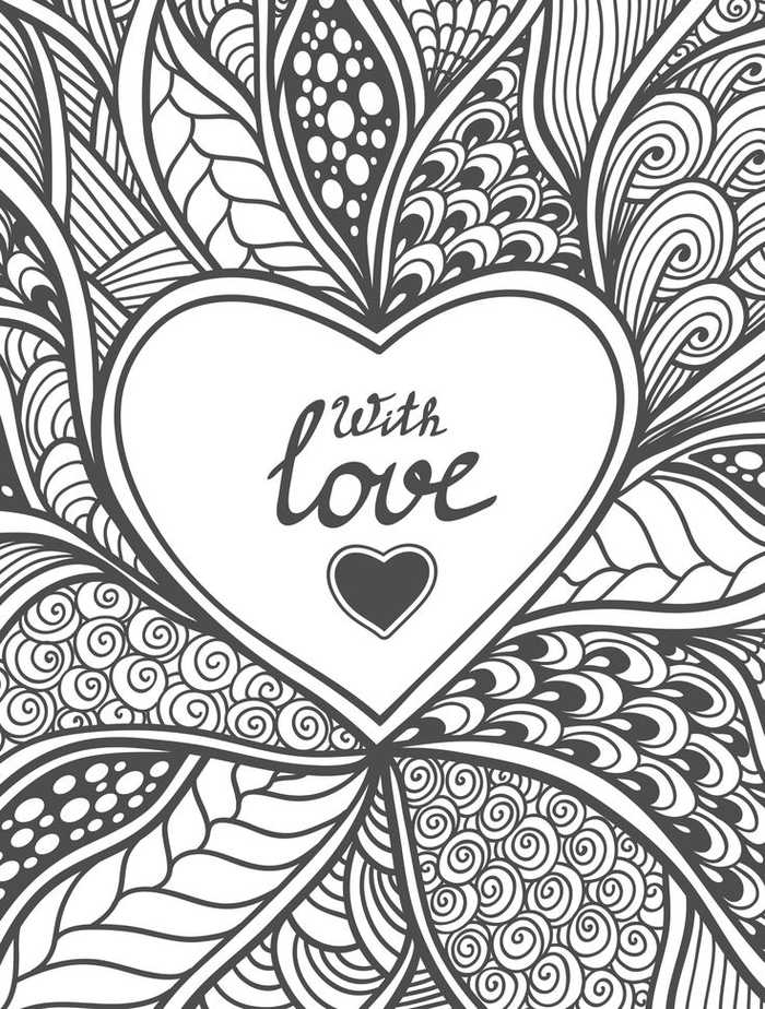 With Love Heart Coloring Page