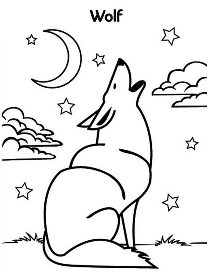 coloring pages of wolves howling