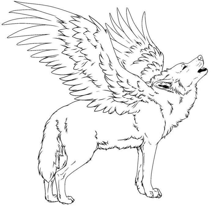 Wolves With Wings Coloring Pages