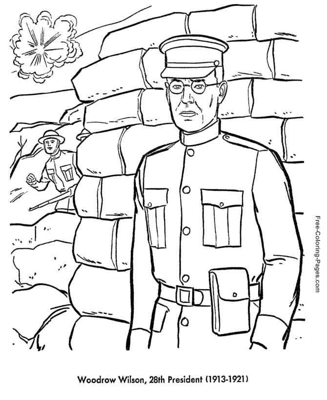 Woodrow Wilson Presidents Day Coloring Page