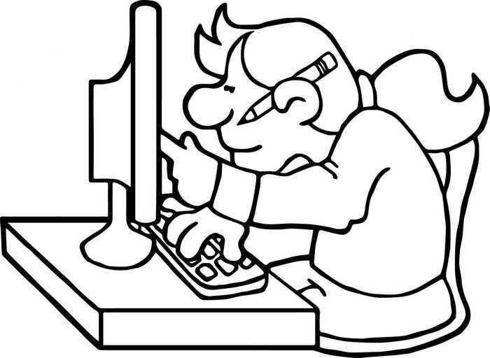 Working Hard On Computer Coloring Page