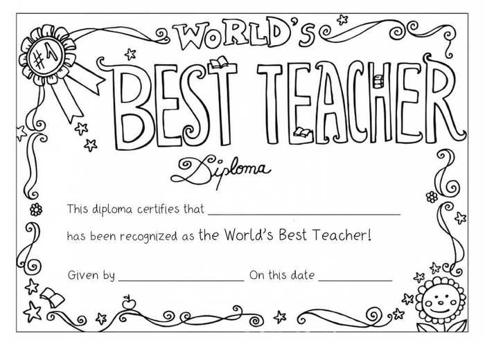 Worlds Best Teacher Coloring Page