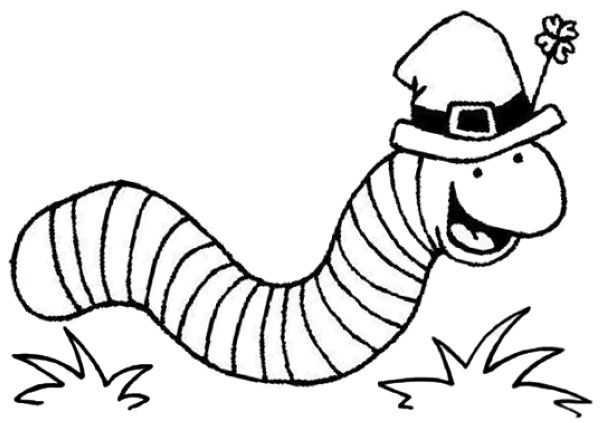 Worms Wearing St Patrick Day Hat Coloring Page