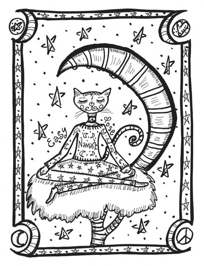 Yoga Cat Coloring Page