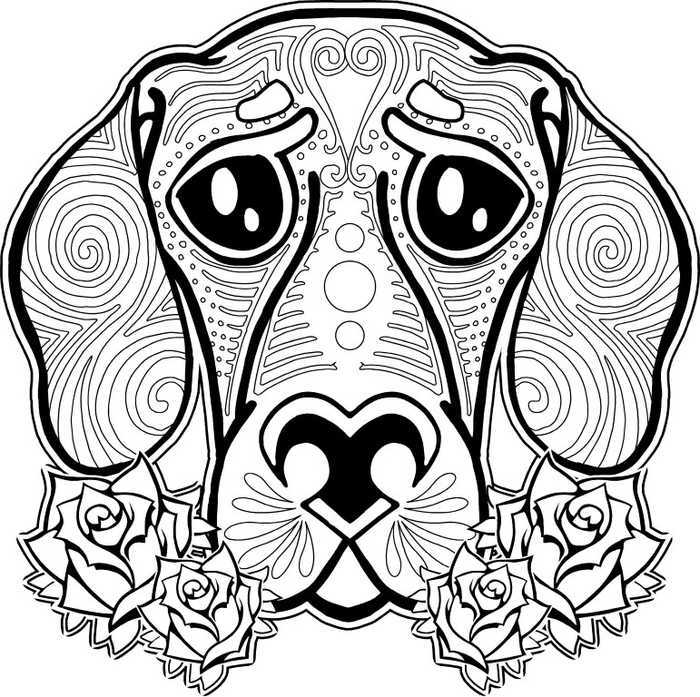 Zen Flower Dog Coloring Pages For Adults