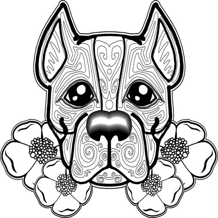 Zen Flowers Dog Coloring Page For Adults