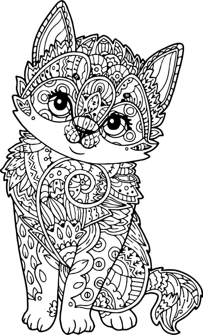 Zen Kitten Coloring Page