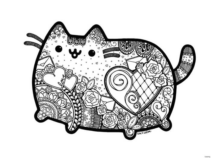 Zen Pusheen Cat Coloring Pages