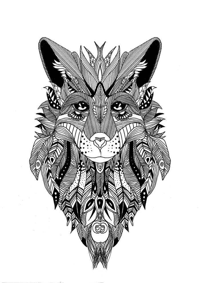 Zentangle Fox Coloring Pages