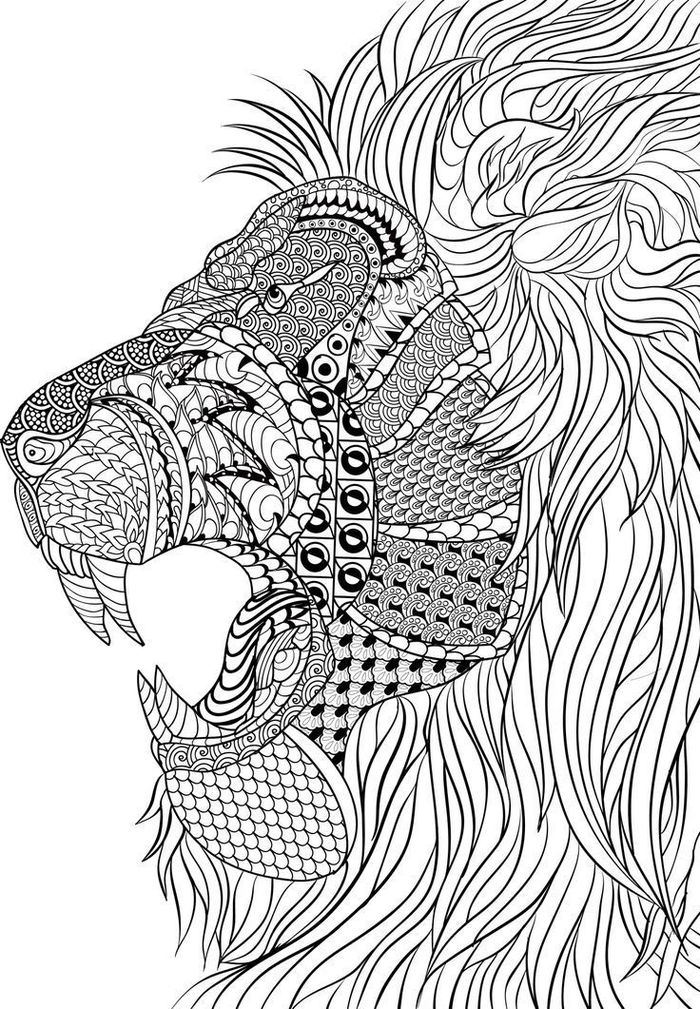 Zentangle Lion Coloring Pages