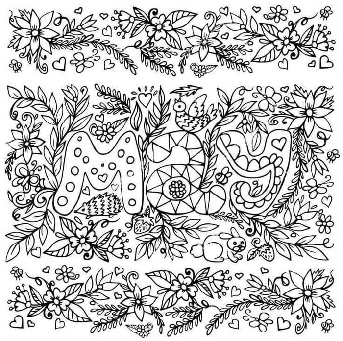 Zentangle May Month Coloring Page