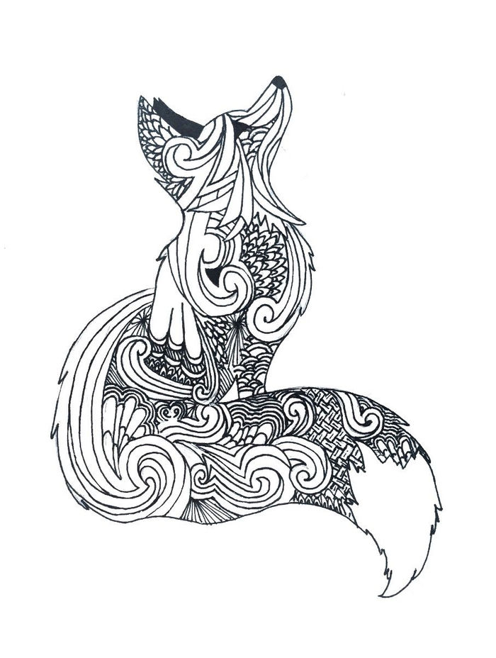 Zentangle Wolf Coloring Pages