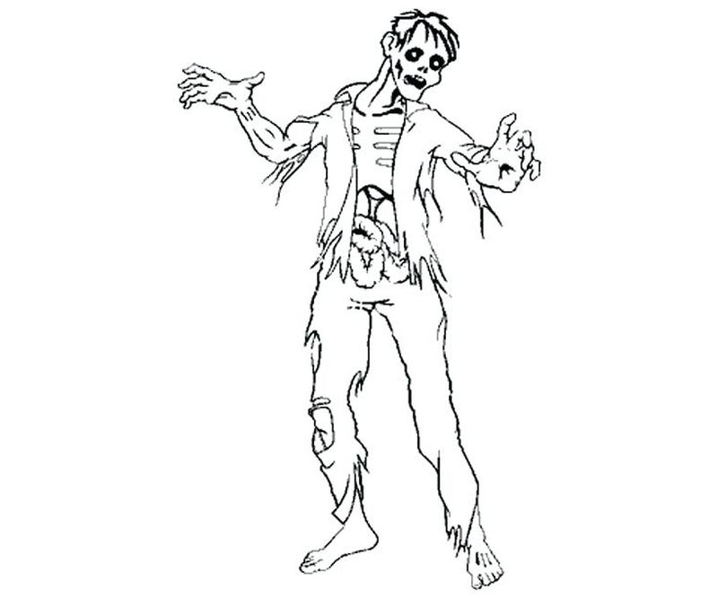 Zombie Coloring Pages With Arrow In Body