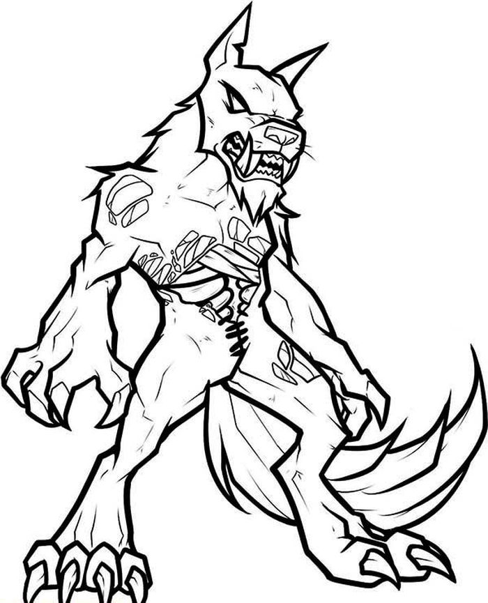 Zombie Werewolf Coloring Pages