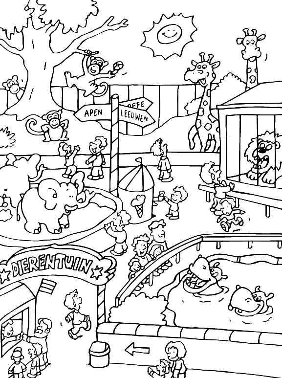 Free Printable Zoo Coloring Pages PDF - Coloringfolder.com