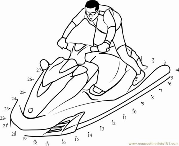 a man riding jet ski connect the dots worksheet
