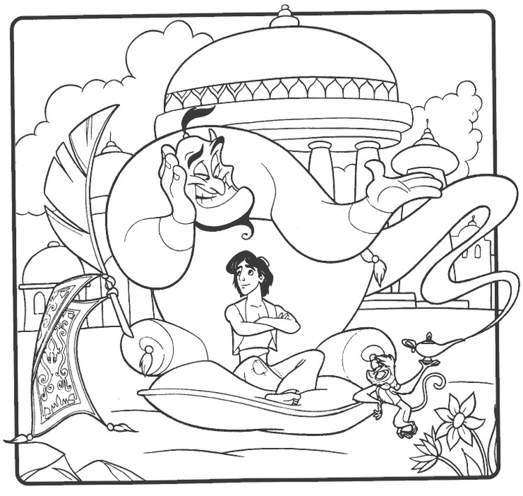 aladdin characters coloring pages