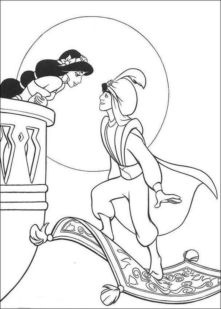 aladdin love story coloring pages