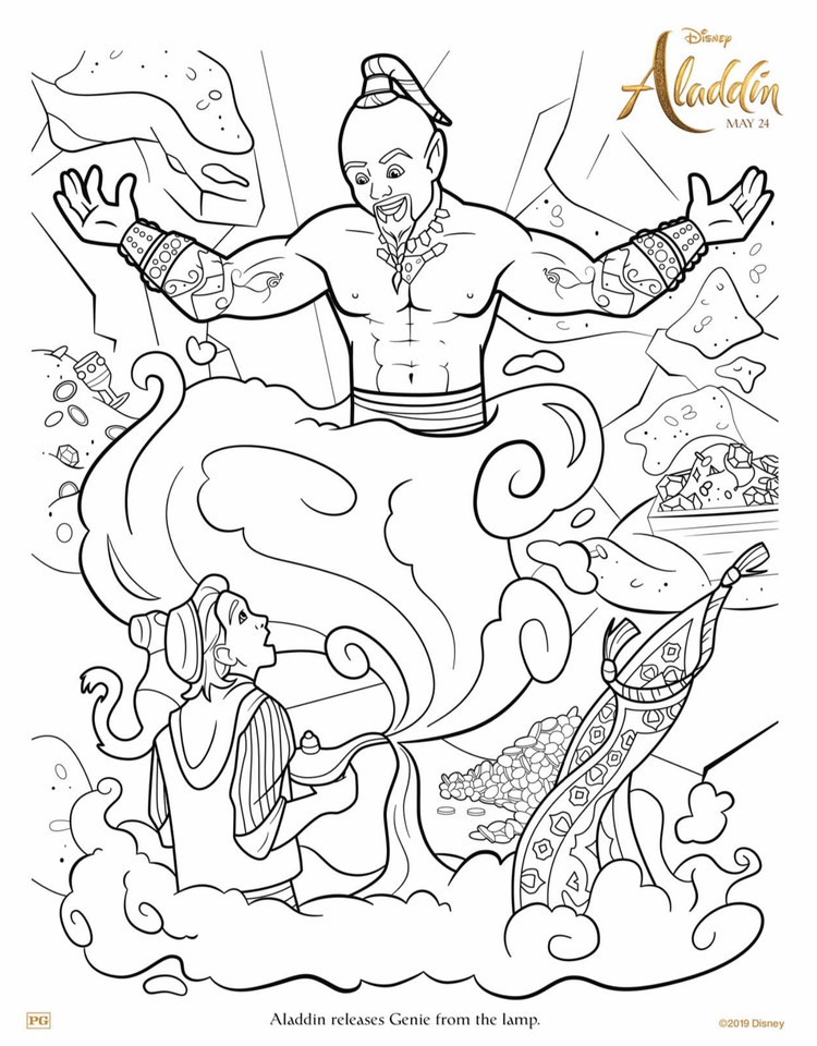 aladdin sets genie free coloring pages