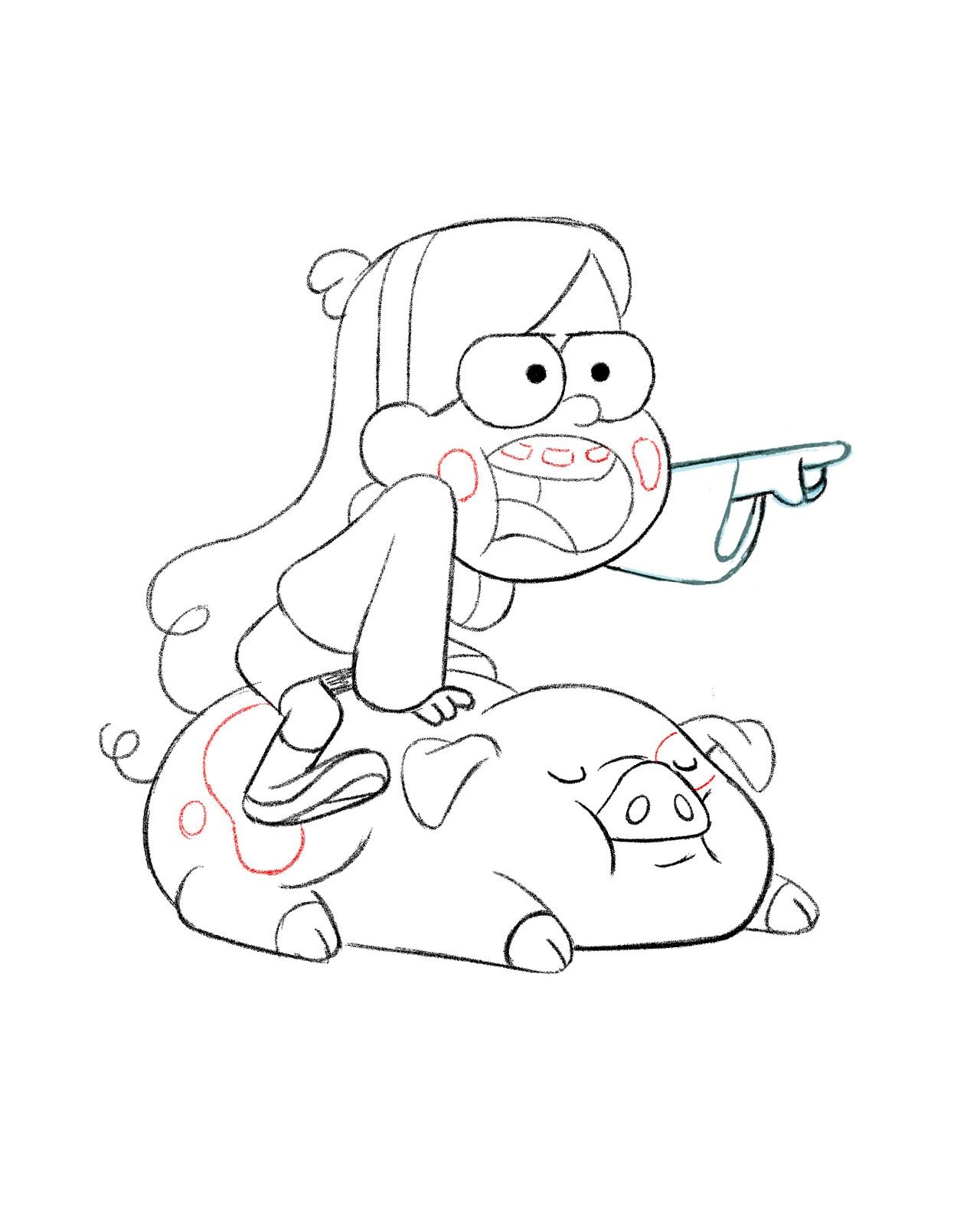 coloring pages gravity falls waddles and mabel