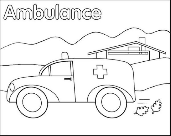 ambulance coloring sheet for kids