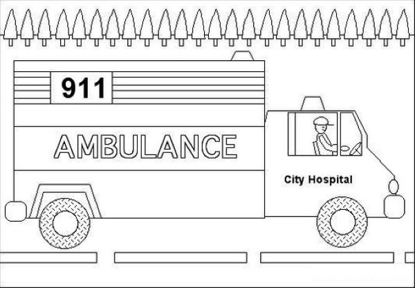 ambulance transportation coloring picture