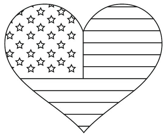 american flag heart coloring page