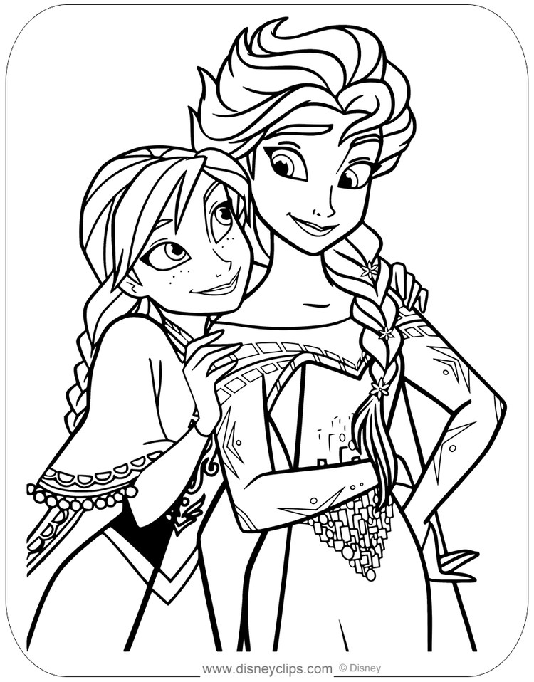 ana and elsa coloring pages