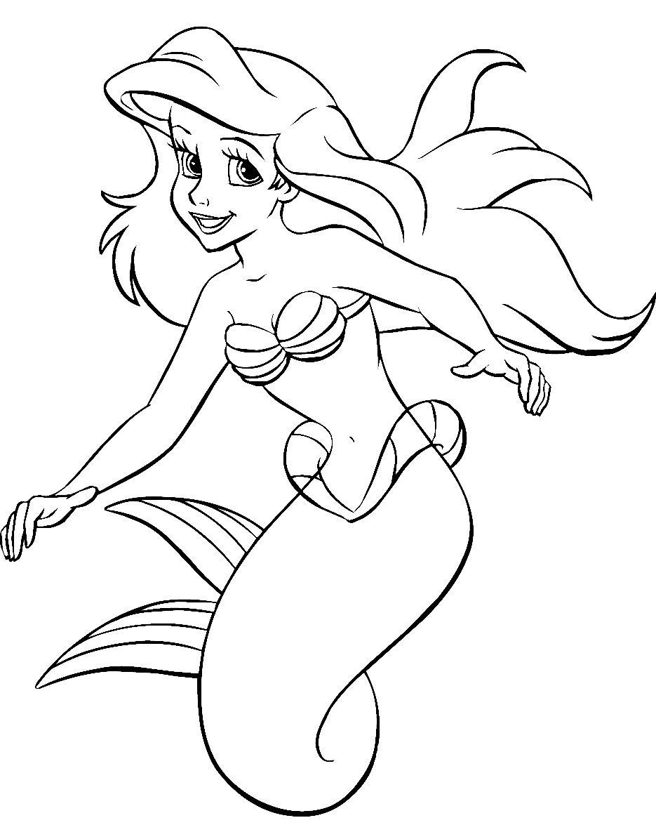 ariel and flounder coloring pages
