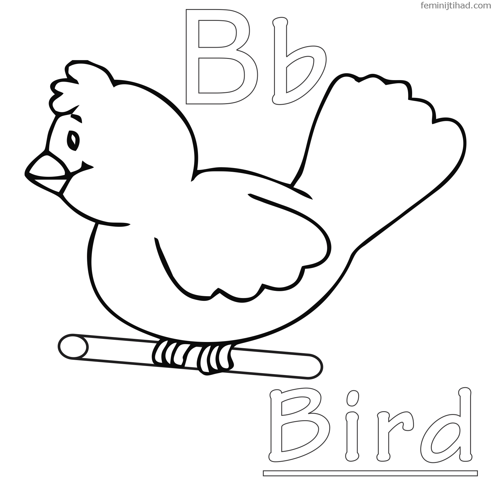 b is for bird coloring page