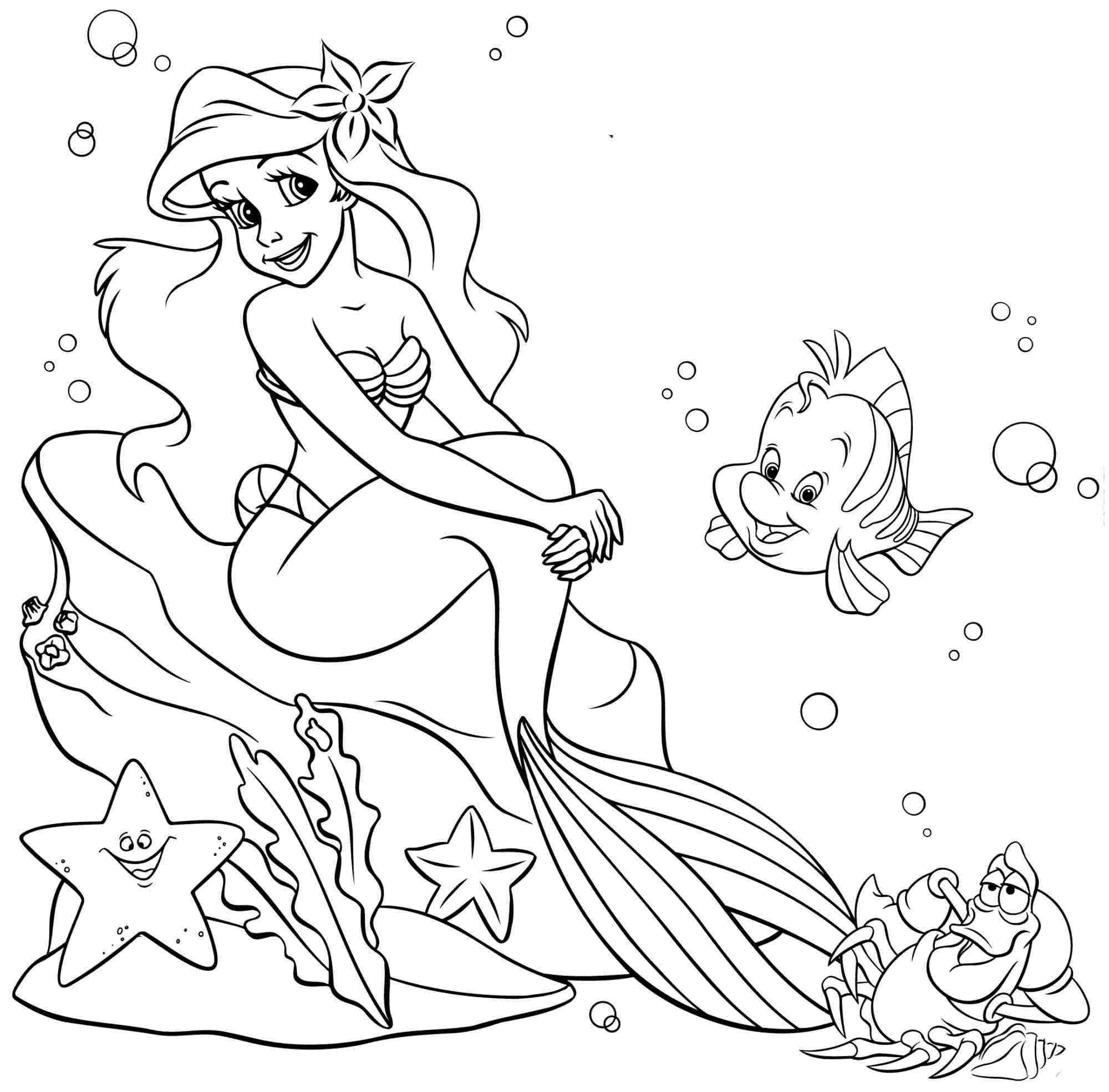 coloring pages of baby ariel