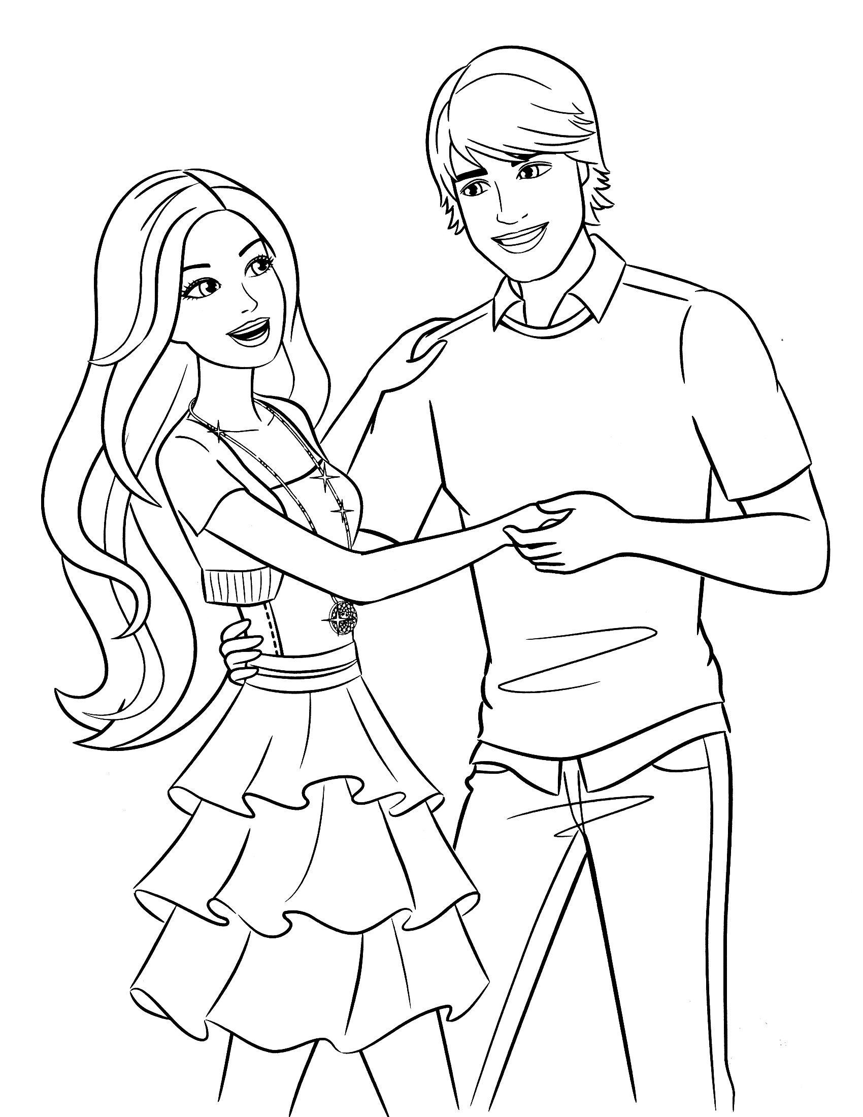 barbie and ken wedding coloring pages