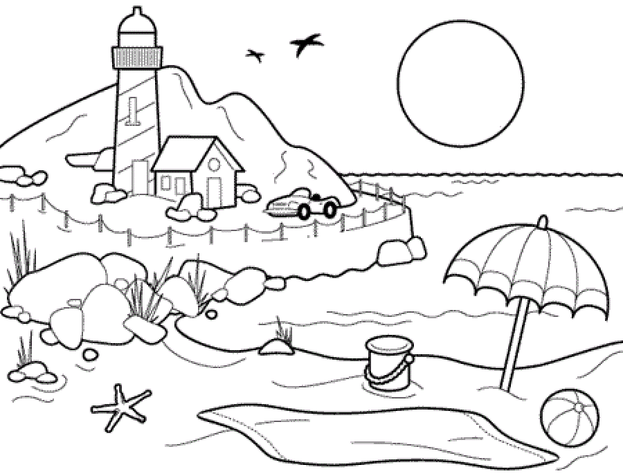 beach coloring pages for toddlers