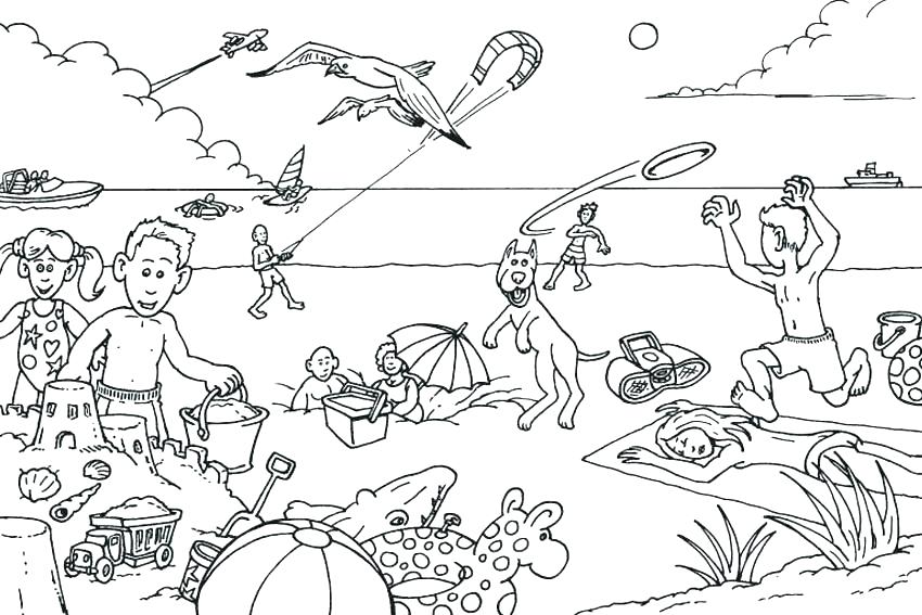 beach day coloring pages
