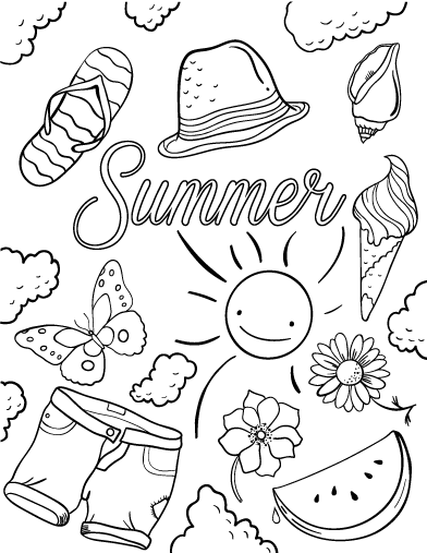 beach themed coloring pages for kids
