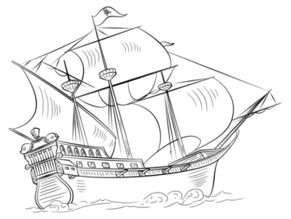 beautiful pirate ship coloring page free